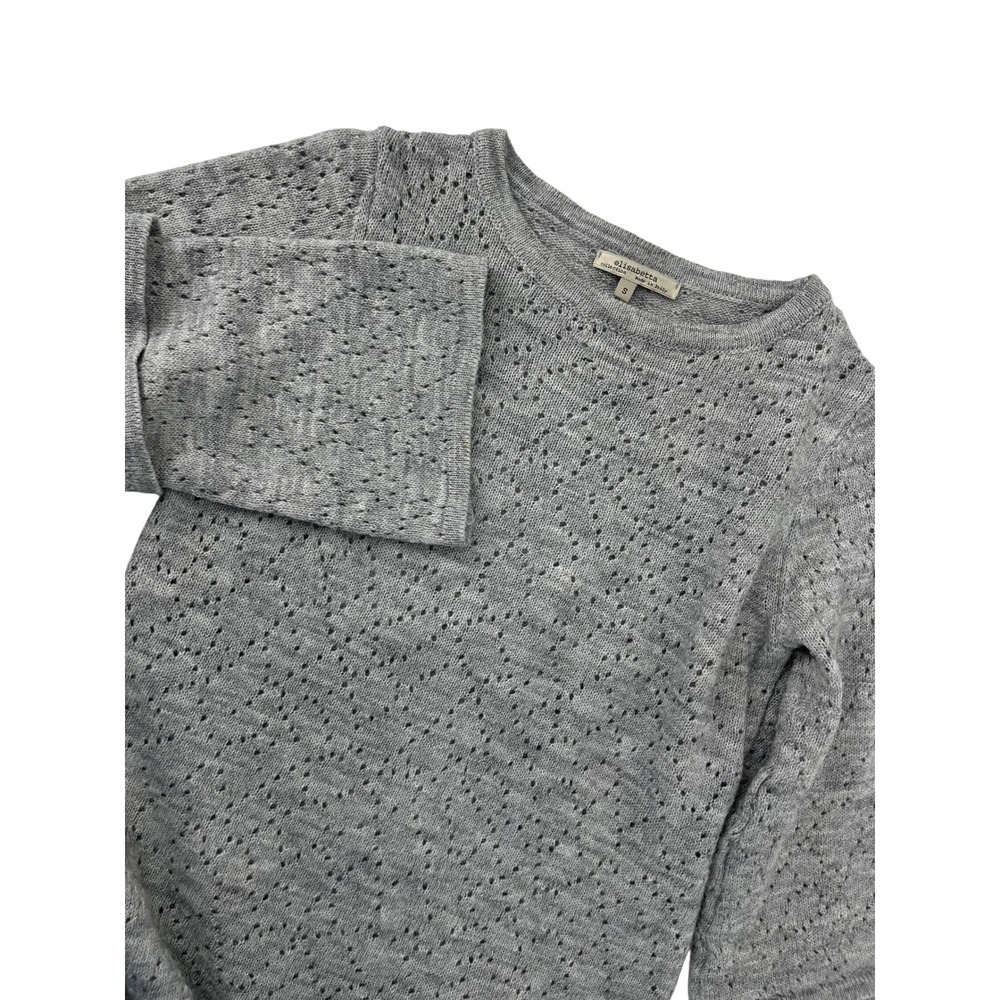 Elisabetta Grey Pointelle‎ Wool Alpaca Blend Tiered Bell Sleeve Sweater S